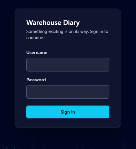 Login screen
